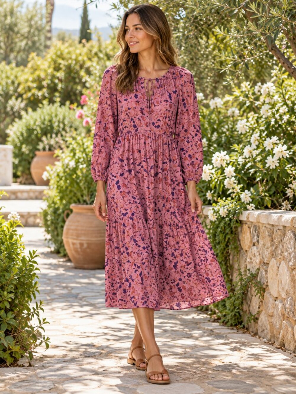 MATTA The Jaya Midi Dress Birdsong Mauve Floral S Pink